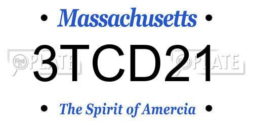 3TCD21 Massachusetts License Plate