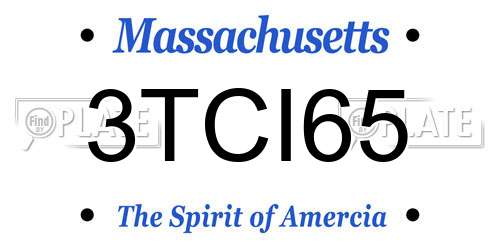 3TCI65 Massachusetts License Plate