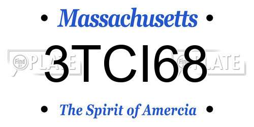 3TCI68 Massachusetts License Plate