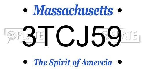 3TCJ59 Massachusetts License Plate