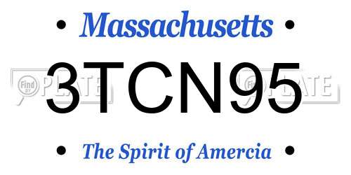 3TCN95 Massachusetts License Plate