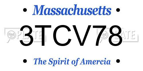 3TCV78 Massachusetts License Plate