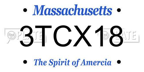 3TCX18 Massachusetts License Plate