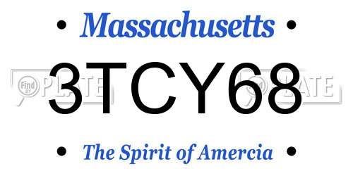 3TCY68 Massachusetts License Plate