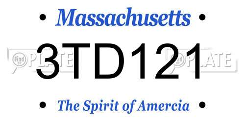3TD121 Massachusetts License Plate