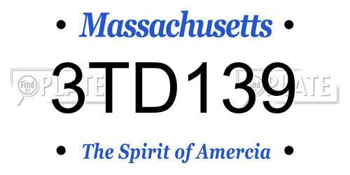 3TD139 Massachusetts License Plate