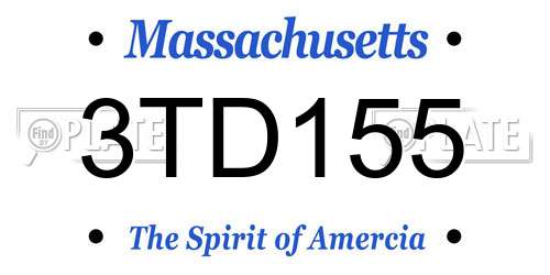 3TD155 Massachusetts License Plate