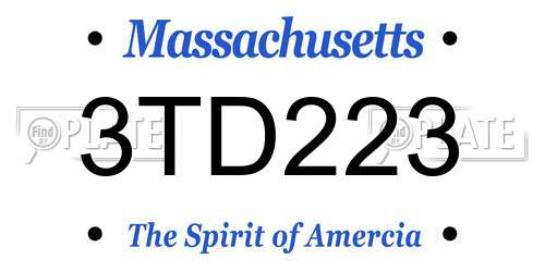 3TD223 Massachusetts License Plate