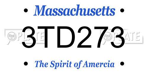 3TD273 Massachusetts License Plate