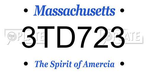 3TD723 Massachusetts License Plate