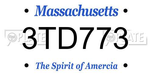 3TD773 Massachusetts License Plate