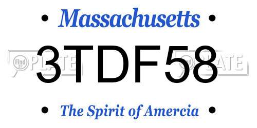 3TDF58 Massachusetts License Plate