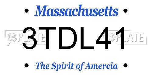 3TDL41 Massachusetts License Plate