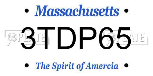 3TDP65 Massachusetts License Plate