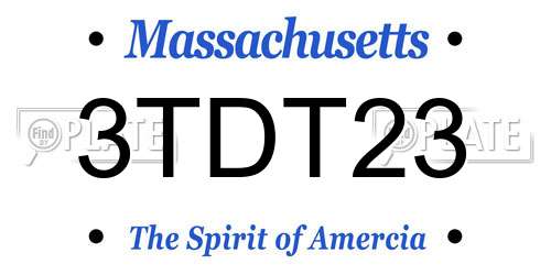 3TDT23 Massachusetts License Plate