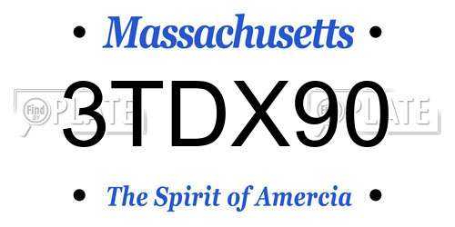 3TDX90 Massachusetts License Plate