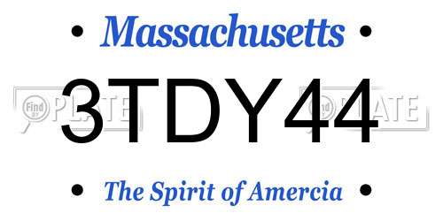 3TDY44 Massachusetts License Plate
