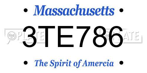 3TE786 Massachusetts License Plate