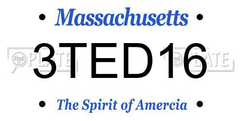 3TED16 Massachusetts License Plate