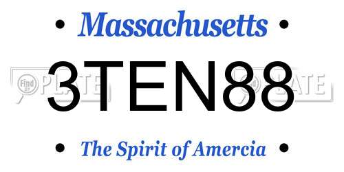 3TEN88 Massachusetts License Plate