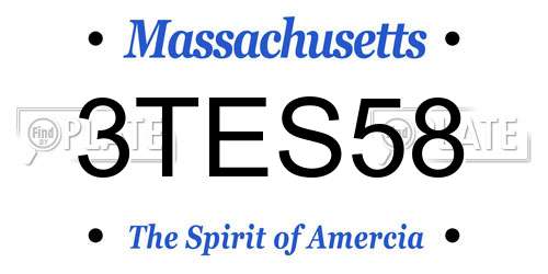 3TES58 Massachusetts License Plate