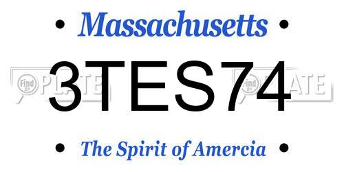 3TES74 Massachusetts License Plate