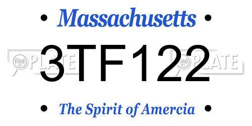 3TF122 Massachusetts License Plate