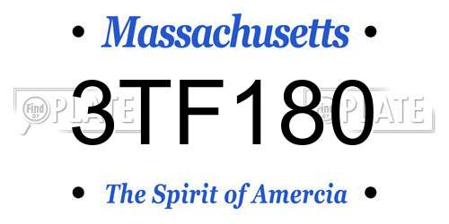 3TF180 Massachusetts License Plate