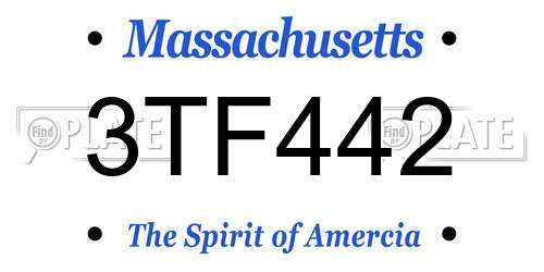 3TF442 Massachusetts License Plate