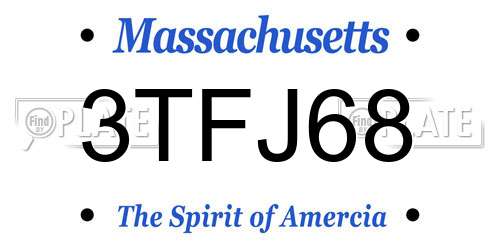 3TFJ68 Massachusetts License Plate