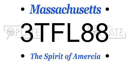 3TFL88 Massachusetts License Plate