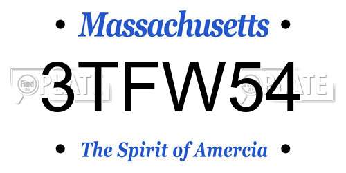 3TFW54 Massachusetts License Plate