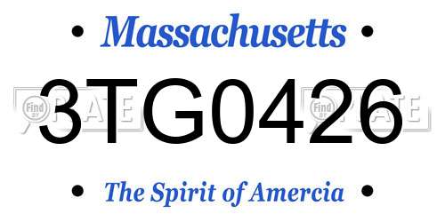 3TG0426 Massachusetts License Plate