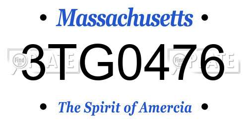 3TG0476 Massachusetts License Plate