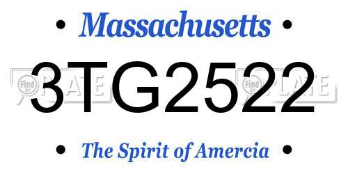 3TG2522 Massachusetts License Plate