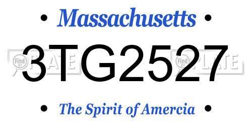 3TG2527 Massachusetts License Plate