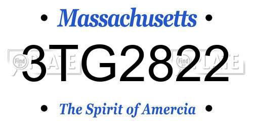 3TG2822 Massachusetts License Plate