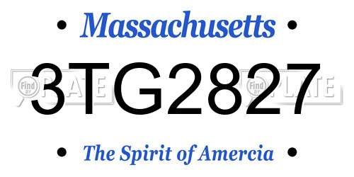 3TG2827 Massachusetts License Plate