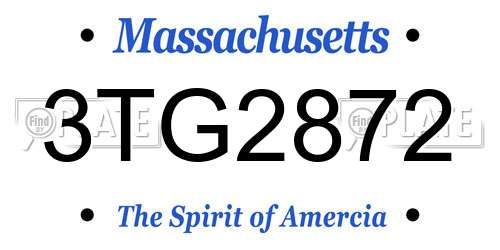 3TG2872 Massachusetts License Plate