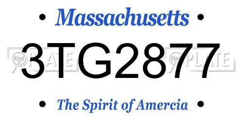 3TG2877 Massachusetts License Plate