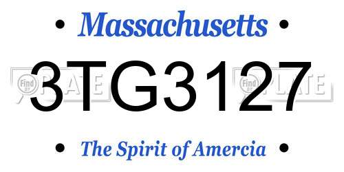 3TG3127 Massachusetts License Plate