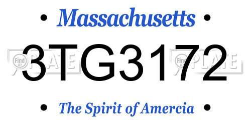 3TG3172 Massachusetts License Plate