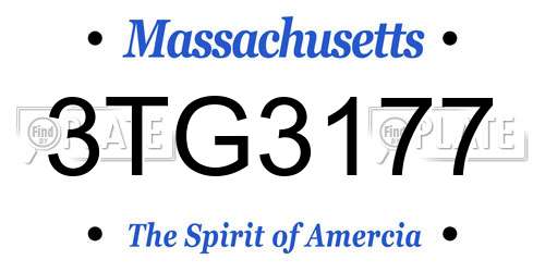 3TG3177 Massachusetts License Plate