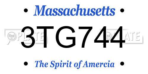 3TG744 Massachusetts License Plate