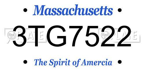 3TG7522 Massachusetts License Plate