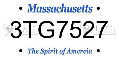 3TG7527 Massachusetts License Plate