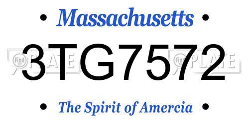 3TG7572 Massachusetts License Plate