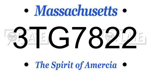 3TG7822 Massachusetts License Plate