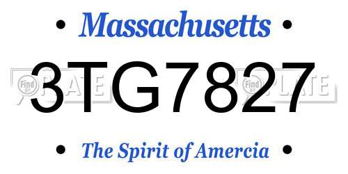 3TG7827 Massachusetts License Plate