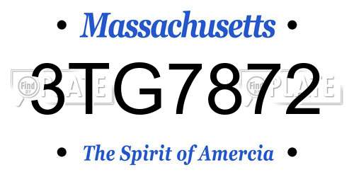 3TG7872 Massachusetts License Plate